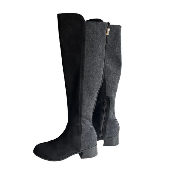 Unisa Two Tone Black and Gray Knee High Boots - Sz 8.5 Excellent Condition - Picture 1 of 4